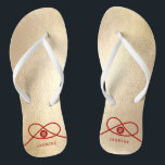 Red Knot Union Double Happiness Chinese Wedding Teenslippers<br><div class="desc">Moderne, minimalistische dubbele gelukkigheidsknoop van vereniging, liefde en huwelijk in rood en goud. Het dubbele geluk is een klassiek en veelzeggend symbool dat wordt gebruikt in alle Chinese, oosterse en aziatische bruiloften. Ontworpen door: fat*fa*tin. Eenvoudig aan te passen met uw eigen tekst, foto of afbeelding. Voor douaneverzoeken, te contacteren gelieve...</div>