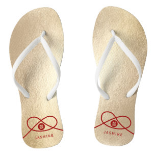 Red Knot Union Double Happiness Chinese Wedding Teenslippers