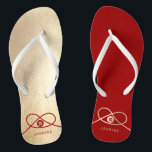 Red Knot Union Double Happiness Chinese Wedding Teenslippers<br><div class="desc">Moderne, minimalistische dubbele gelukkigheidsknoop van vereniging, liefde en huwelijk in rood en goud. Het dubbele geluk is een klassiek en veelzeggend symbool dat wordt gebruikt in alle Chinese, oosterse en aziatische bruiloften. Ontworpen door: fat*fa*tin. Eenvoudig aan te passen met uw eigen tekst, foto of afbeelding. Voor douaneverzoeken, te contacteren gelieve...</div>