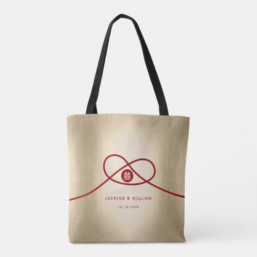 Red Knot Union Double Happiness Chinese Wedding Tote Bag (Achterkant)