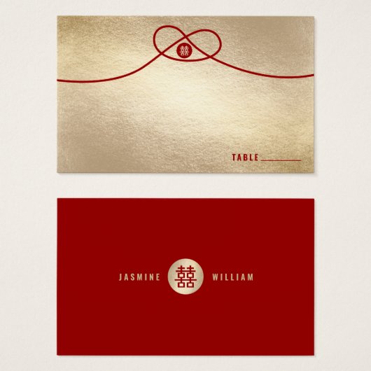 Red Knot Union Double Happiness Chinese Wedding Visitekaartje (Voorkant /achterkant)