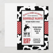 Red Koeienhuid Cowboy Birthday Uitnodiging (Voorkant / Achterkant)
