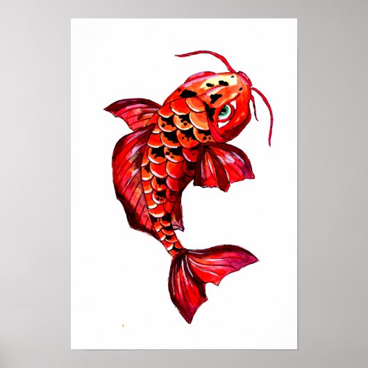 Red Koi Carp Fish Poster (Voorkant)