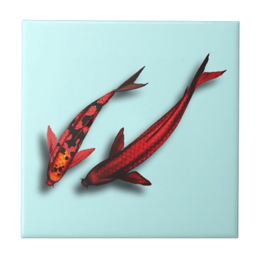 Red Koi Fish Ceramic Tile Tegeltje (Voorkant)
