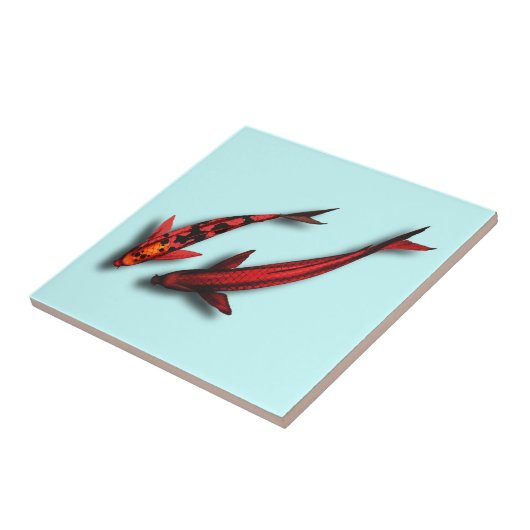 Red Koi Fish Ceramic Tile Tegeltje (Zijkant)