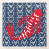 Red Koi Fish Glazen Onderzetter (Voorkant)