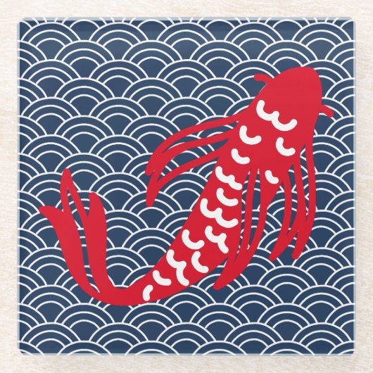 Red Koi Fish Glazen Onderzetter (Voorkant)