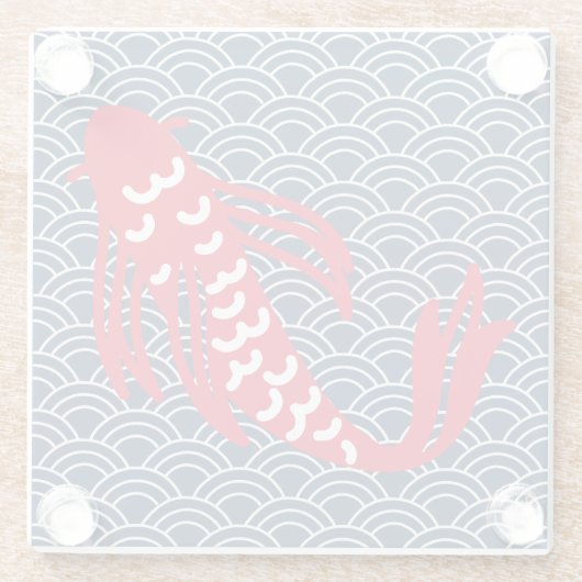 Red Koi Fish Glazen Onderzetter (Achterkant)