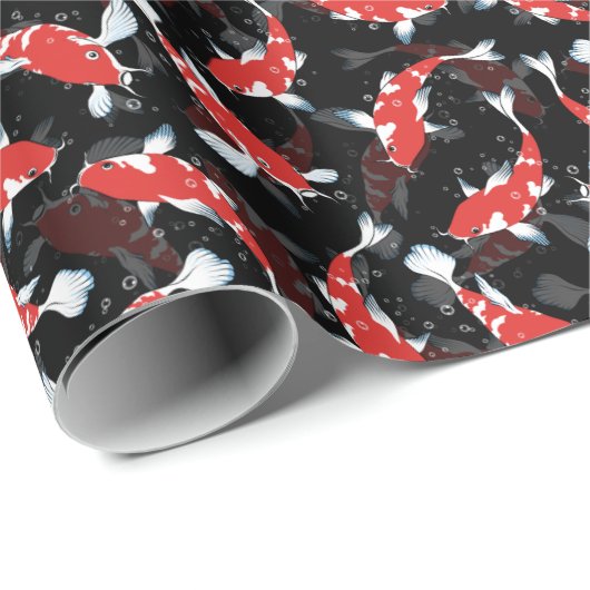 Red Koi Fish Pattern Cadeaupapier (Rol Hoek)