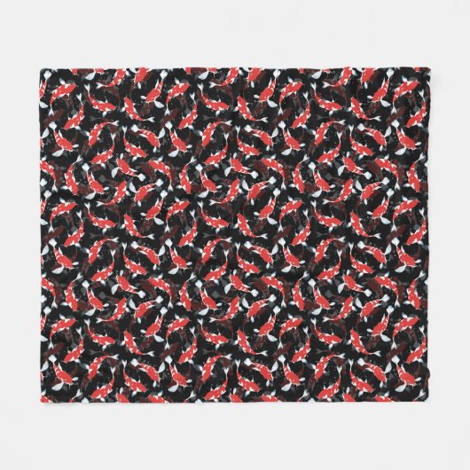 Red Koi Fish Pattern Fleece Deken (Voorkant (Horizontaal))