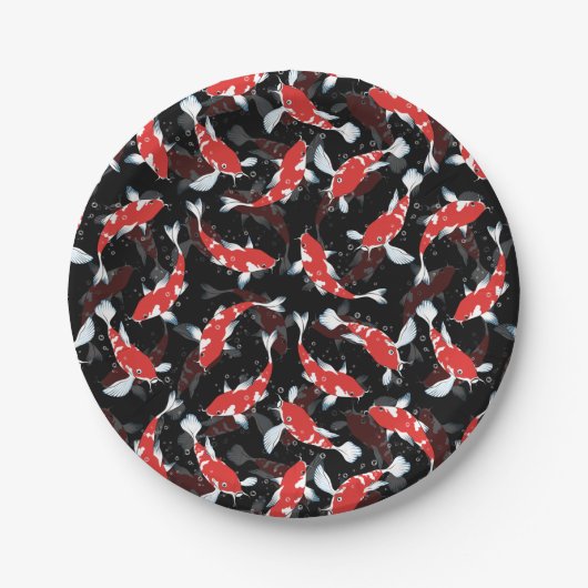 Red Koi Fish Pattern Papieren Bordje (Voorkant)
