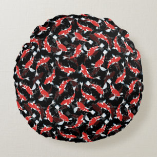 Red Koi Fish Pattern Rond Kussen