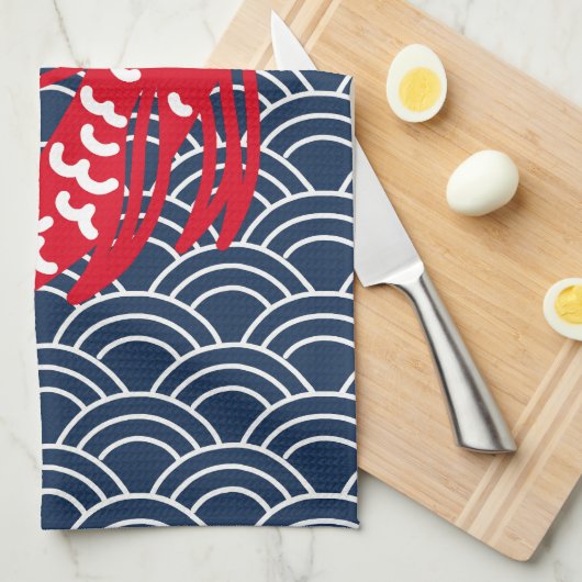 Red Koi Fish Theedoek (Quarter Fold)