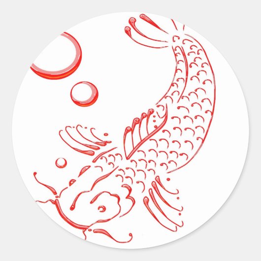 Red Koi modern design Ronde Sticker (Voorkant)