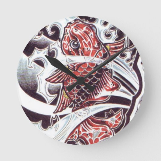 Red Koi Tattoo Design Ronde Klok (Voorkant)