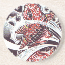 Red Koi Tattoo Design Zandsteen Onderzetter