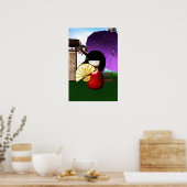 Red Kokeshi Doll Art Poster (Keuken)