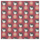 Red Kokeshi Doll Stof (Swatch)