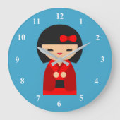 Red Kokeshi Japanse poppen Grote Klok (Voorkant)