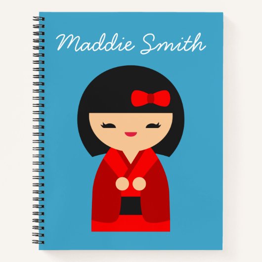 Red Kokeshi Japanse poppen Notitieboek (Voorkant)