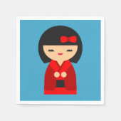 Red Kokeshi Japanse poppen Servet (Voorkant)