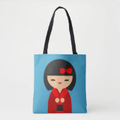 Red Kokeshi Japanse poppen Tote Bag (Voorkant)