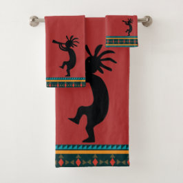 Red Kokopelli Bath Towel Set Bad Handdoek