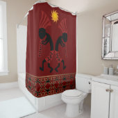 Red Kokopelli Shower Curtain Douchegordijn (In situ)