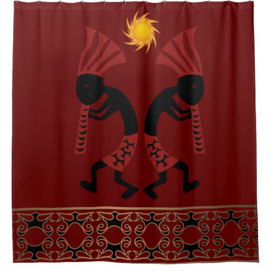 Red Kokopelli Shower Curtain Douchegordijn (Voorkant)