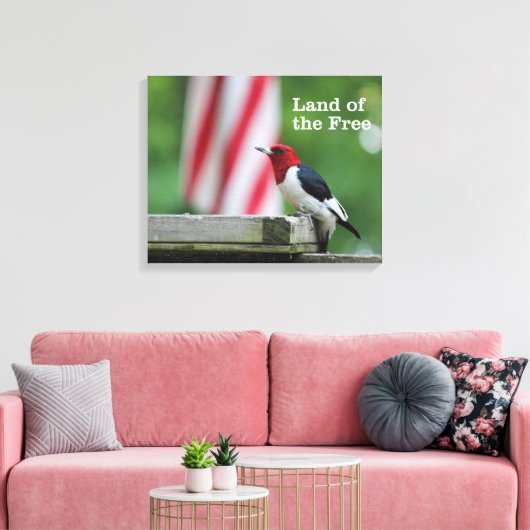 Red-kopige Woodpecker Canvas Afdruk (Insitu (Woonkamer))