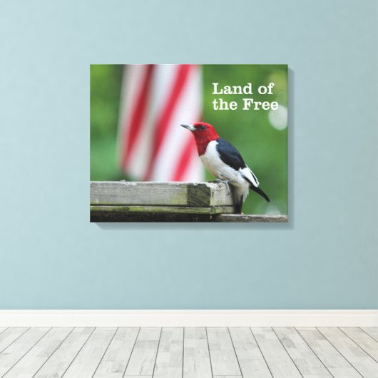 Red-kopige Woodpecker Canvas Afdruk (Insitu (Houten vloer))