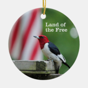 Red-kopige Woodpecker Keramisch Ornament