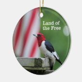 Red-kopige Woodpecker Keramisch Ornament (Links)