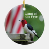 Red-kopige Woodpecker Keramisch Ornament (Achterkant)