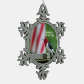 Red-kopige Woodpecker Tin Sneeuwvlok Ornament (Links)