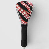 Red Kraken Octopus Tentacles Black Golfheadcover (Voorkant)