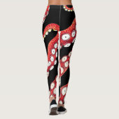 Red Kraken Octopus Tentacles Black Leggings (Achterkant)