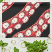Red Kraken Octopus Tentacles Black Theedoek (Gevouwen)