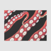 Red Kraken Octopus Tentacles Black Tissuepapier (Voorkant)