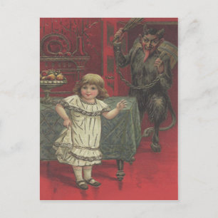 Red Krampus Girl Dining Room Switch Briefkaart