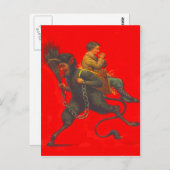 Red Krampus ontvoering biddende jongen Briefkaart (Voorkant / Achterkant)