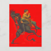 Red Krampus ontvoering biddende jongen Briefkaart (Voorkant)