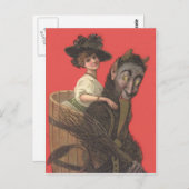 Red Krampus ontvoert vrouw Briefkaart (Voorkant / Achterkant)