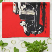 Red Krampus ontvoert vrouwen Theedoek (Gevouwen)