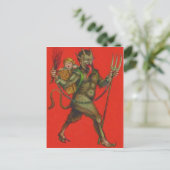 Red Krampus Pitchfork schakelaar ontvoering kind Briefkaart (Staand voorkant)