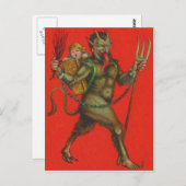 Red Krampus Pitchfork schakelaar ontvoering kind Briefkaart (Voorkant / Achterkant)