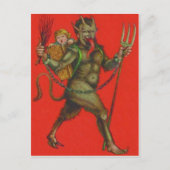 Red Krampus Pitchfork schakelaar ontvoering kind Briefkaart (Voorkant)