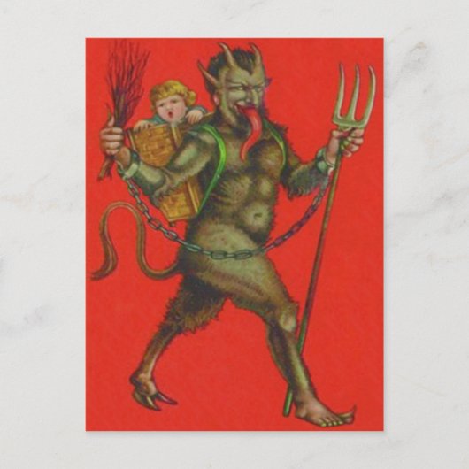 Red Krampus Pitchfork schakelaar ontvoering kind Briefkaart (Voorkant)