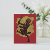 Red Krampus Pitchfork Switch Tongue Briefkaart (Staand voorkant)