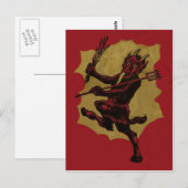 Red Krampus Pitchfork Switch Tongue Briefkaart (Voorkant / Achterkant)